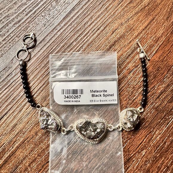 Vintage Meteorite & Black Spinel Bracelet 7" - 8" in Sterling Silver D’Joy NIB - Picture 14 of 14